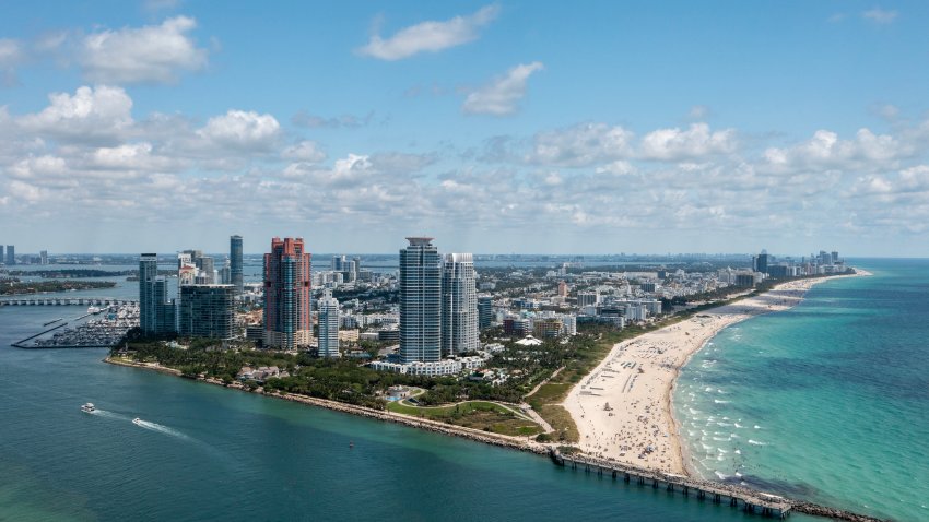 MIAMI BEA, FLORIDA – MAY 31: A general aerial view of South Beach on May 31, 2024 in Miami Beach, Florida. (Photo by Cliff Hawkins – FIFA/FIFA via Getty Images)