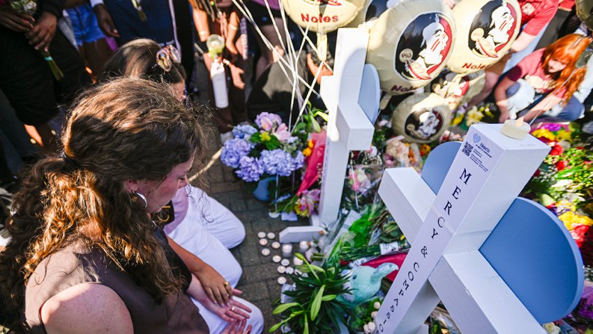 TALLAHASSEE, FLORIDA – APRIL 18: Community members, students, and faculty gathered for a vigil honoring the victims of the Florida State University shooting on April 18, 2025, in Tallahassee, Florida. Two people were reported killed and several others injured when the suspected shooter, believed to be a student and the son of a Leon County Sheriff’s deputy, opened fire on the university’s main campus on Thursday. (Photo by Miguel J. Rodriguez Carrillo/Getty Images)